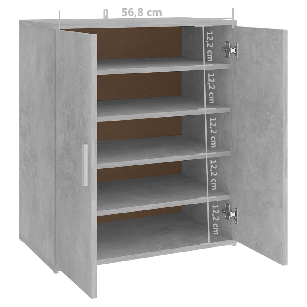 Shoe Cabinet Concrete Grey 60x35x70 cm Engineered Wood