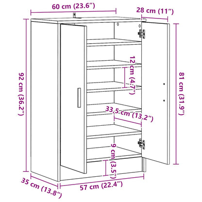 Shoe Cabinet Black 60x35x92 cm Engineered Wood