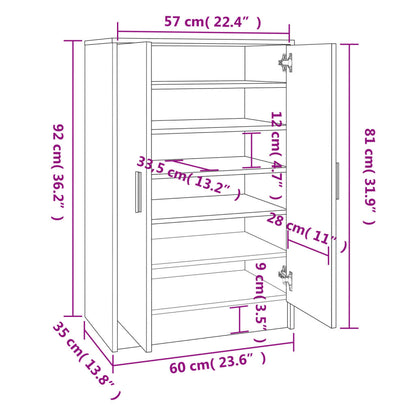 Shoe Cabinet Concrete Grey 60x35x92 cm Engineered Wood