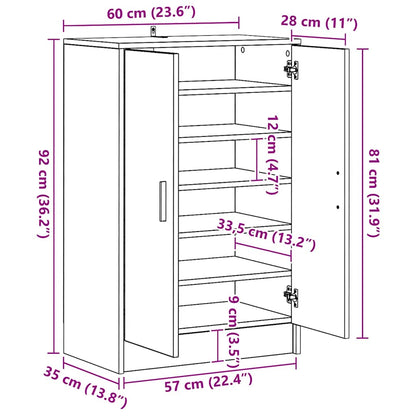 Shoe Cabinet Concrete Grey 60x35x92 cm Engineered Wood