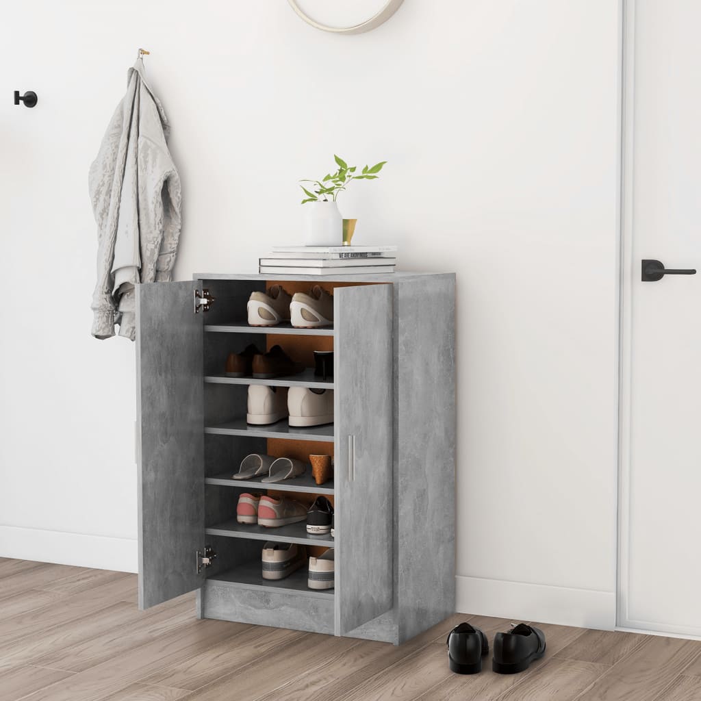 Shoe Cabinet Concrete Grey 60x35x92 cm Engineered Wood