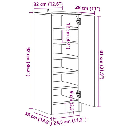 Shoe Cabinet Black 32x35x92 cm Engineered Wood