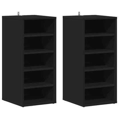 Shoe Cabinets 2 pcs Black 31.5x35x70 cm Engineered Wood
