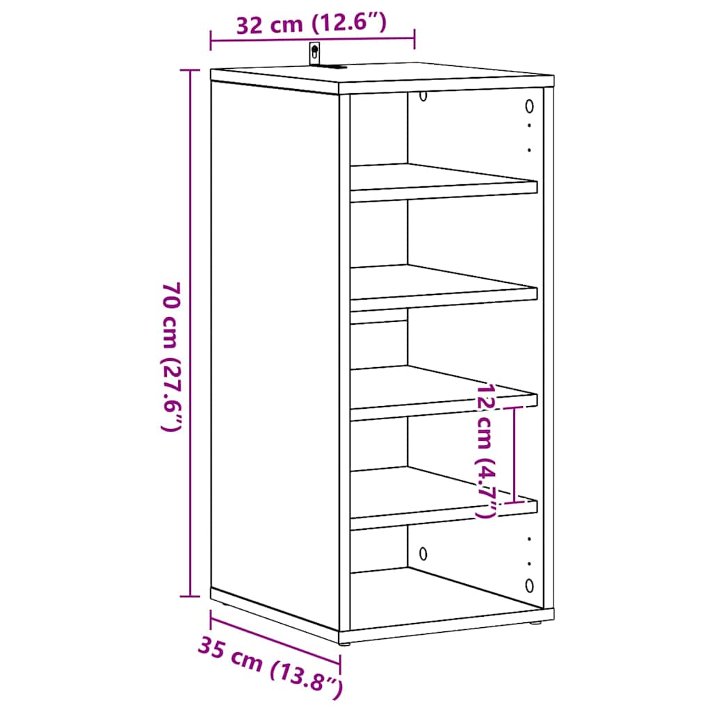Shoe Cabinet Concrete Grey 31.5x35x70 cm Engineered Wood