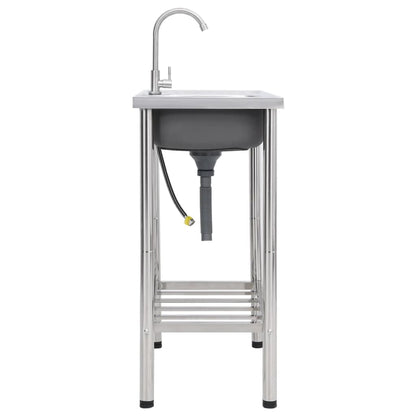 Camping Sink Single Basin with Tap Stainless Steel