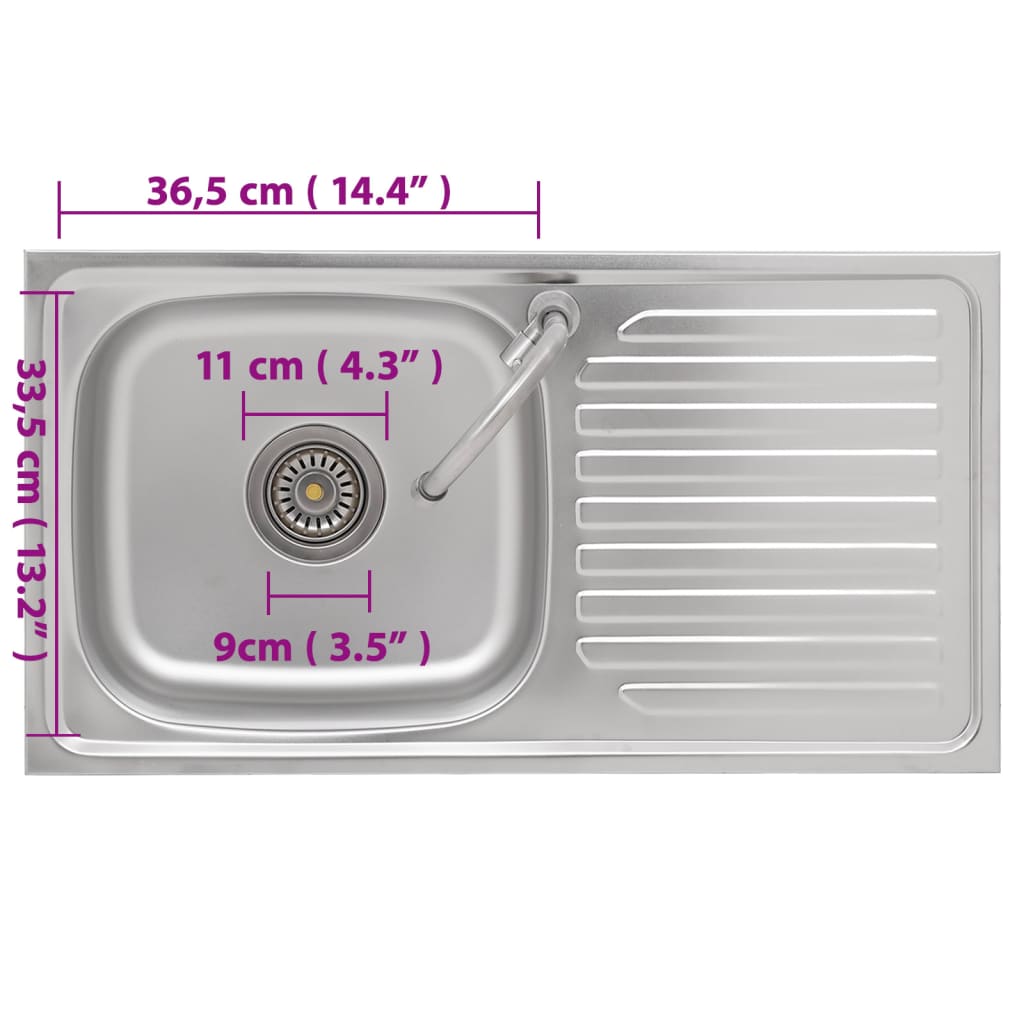 Camping Sink Single Basin with Tap Stainless Steel