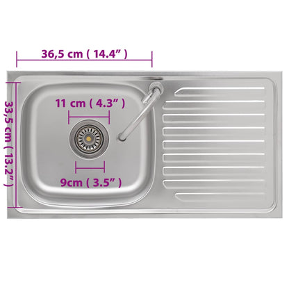 Camping Sink Single Basin with Tap Stainless Steel