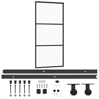 Sliding Door with Hardware Set ESG Glass&Aluminium 90x205 cm