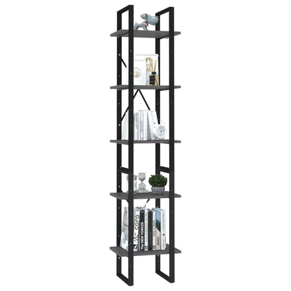 5-Tier Book Cabinet Grey 40x30x175 cm Engineered Wood