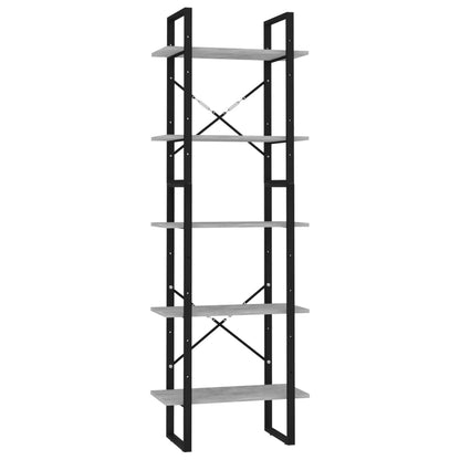 5-Tier Book Cabinet Concrete Grey 60x30x175 cm Engineered Wood