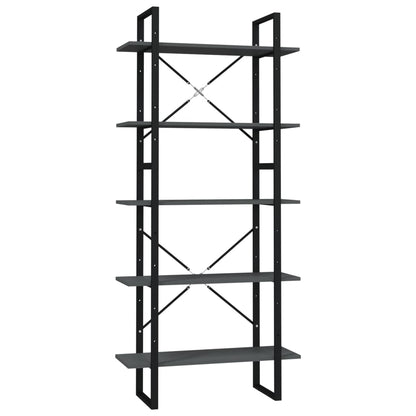 5-Tier Book Cabinet Grey 80x30x175 cm Engineered Wood