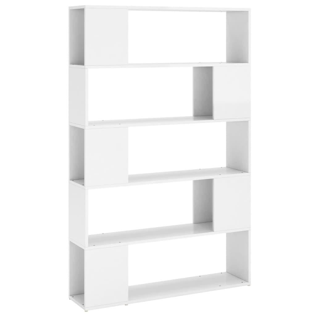 Book Cabinet Room Divider High Gloss White Engineered Wood