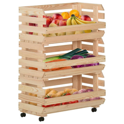 Vegetable Trolley 57x30x80 cm Solid Pinewood