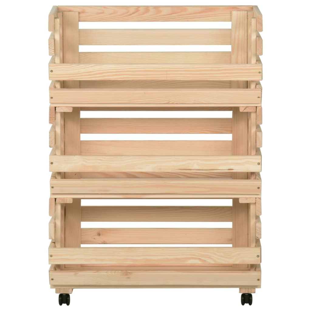 Vegetable Trolley 57x30x80 cm Solid Pinewood