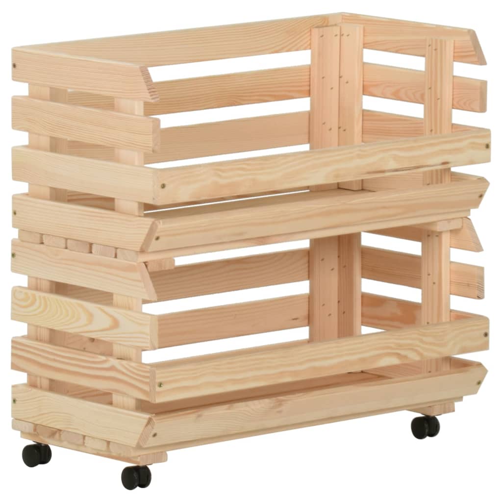 Vegetable Trolley 57x30x80 cm Solid Pinewood