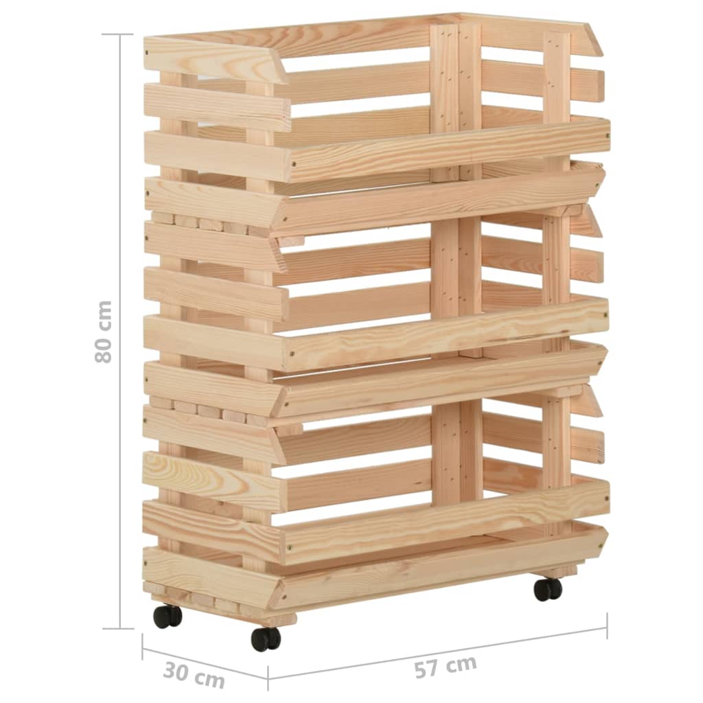 Vegetable Trolley 57x30x80 cm Solid Pinewood
