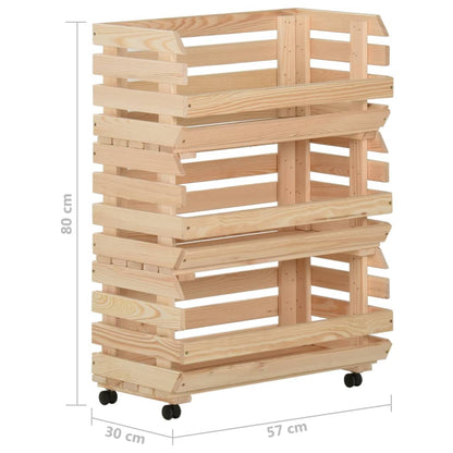 Vegetable Trolley 57x30x80 cm Solid Pinewood