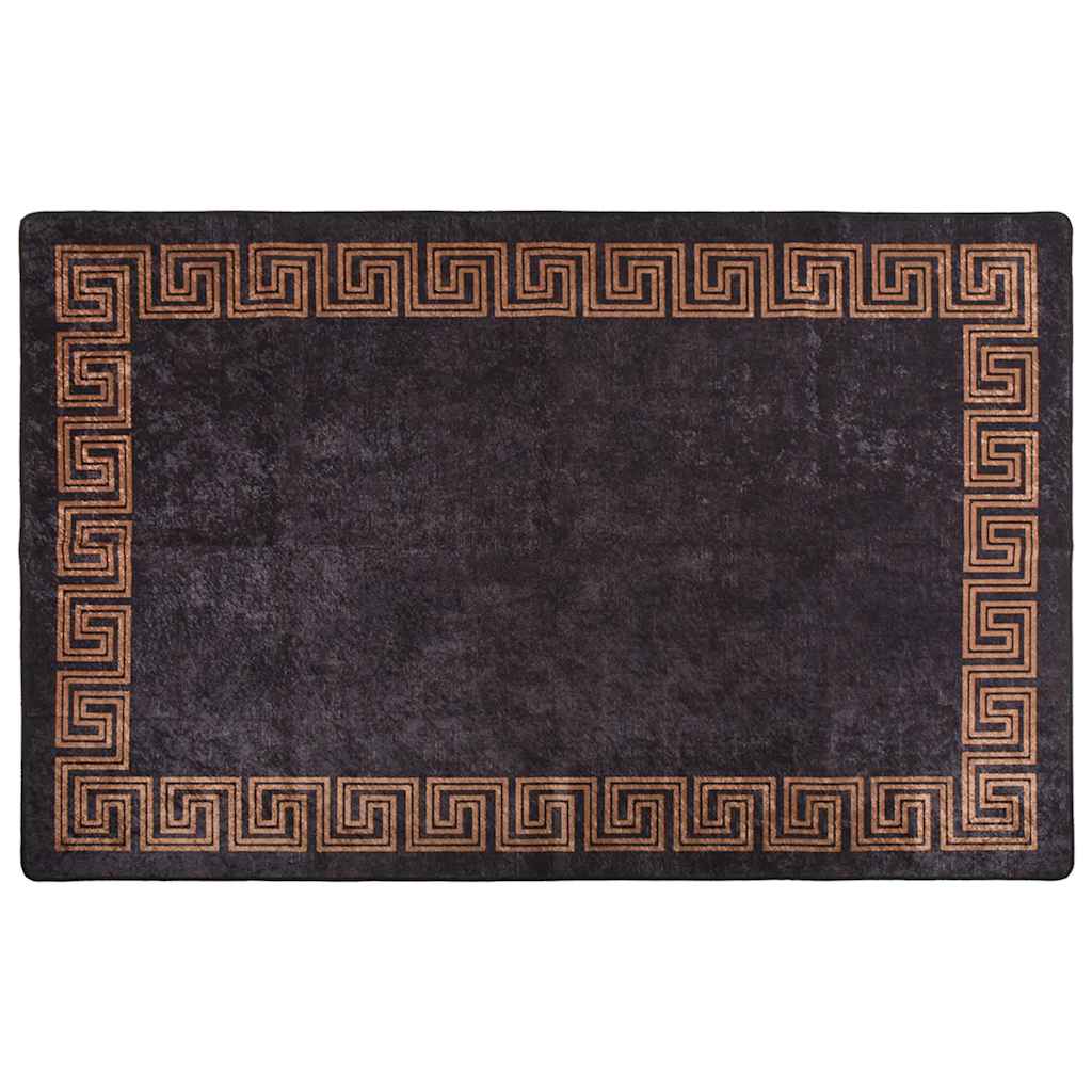 Rug Washable 80x150 cm Black and Gold Anti Slip