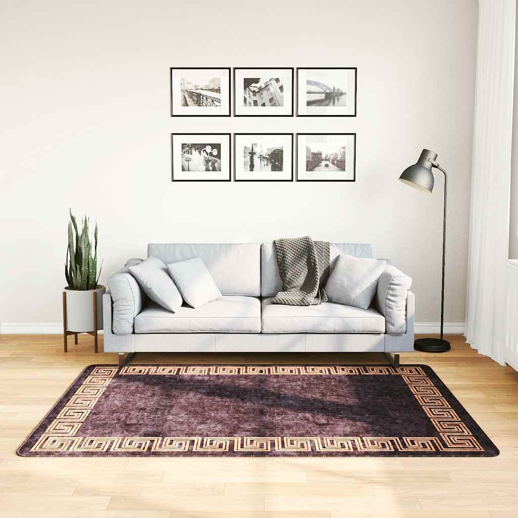 Rug Washable 120x180 cm Black and Gold Anti Slip