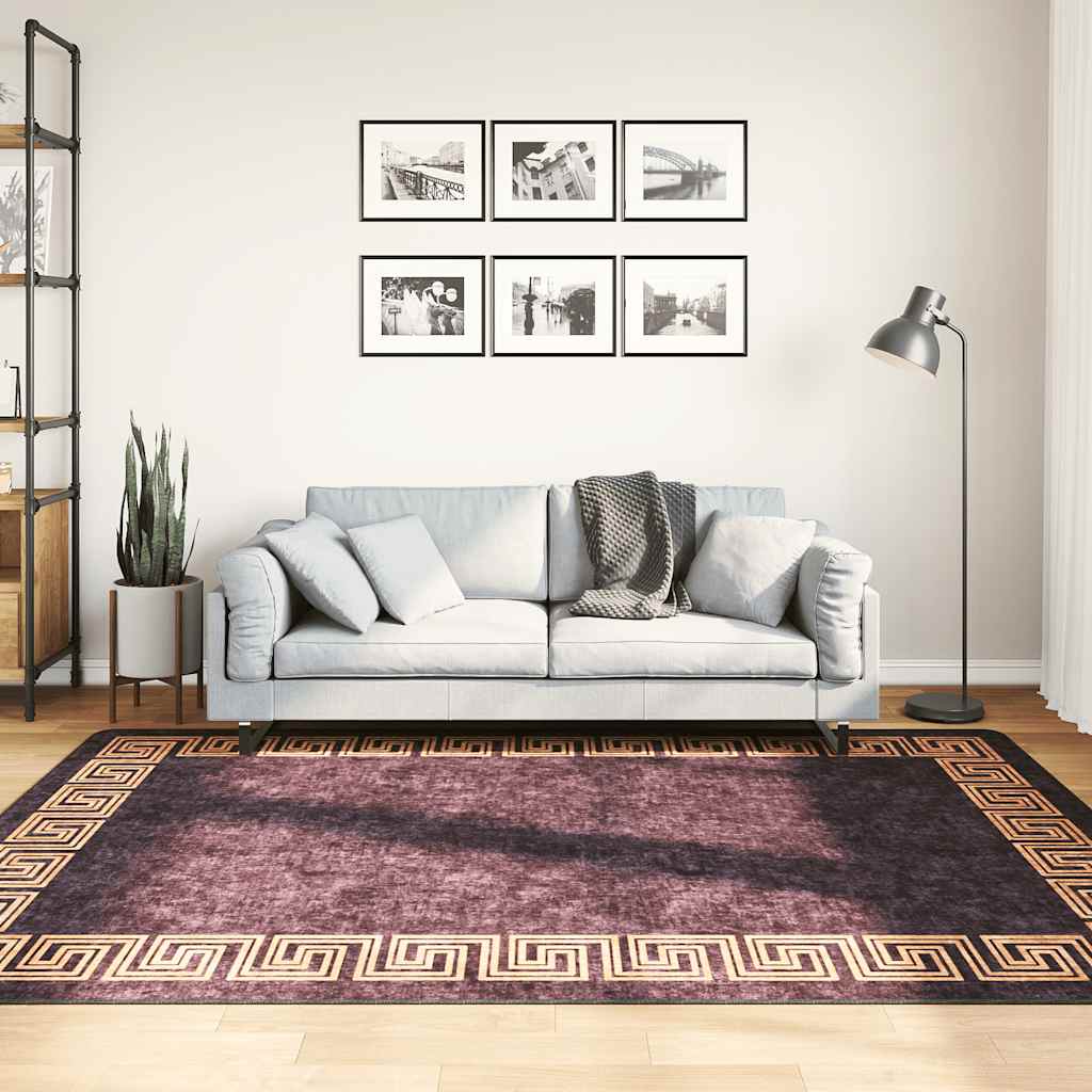 Rug Washable 160x230 cm Black and Gold Anti Slip