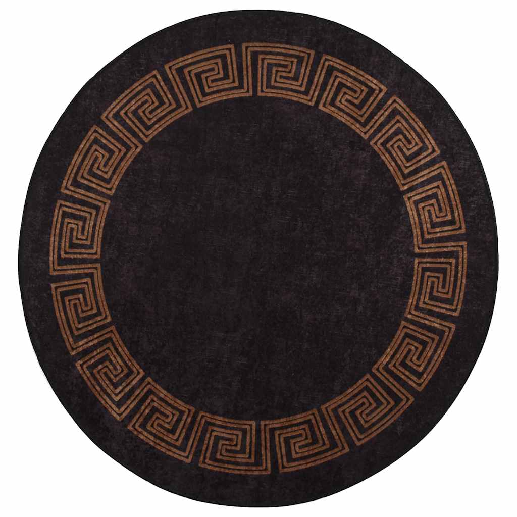 Rug Washable φ120 cm Black and Gold Anti Slip