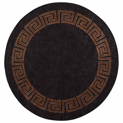 Rug Washable φ120 cm Black and Gold Anti Slip