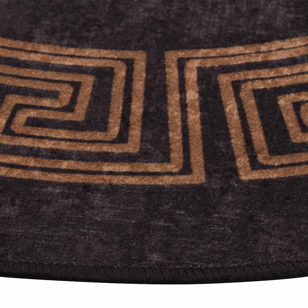 Rug Washable φ120 cm Black and Gold Anti Slip