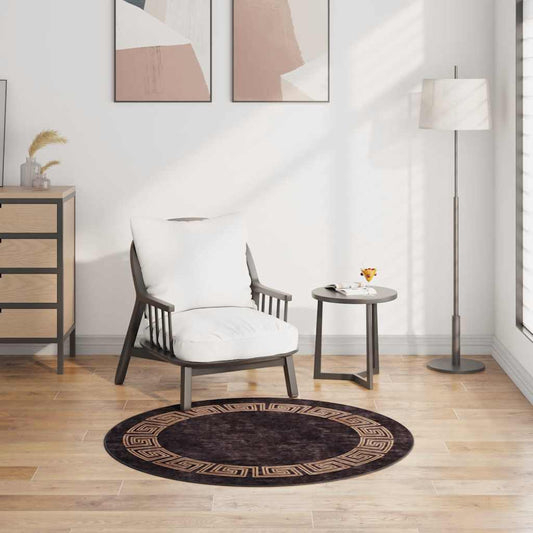 Rug Washable φ120 cm Black and Gold Anti Slip