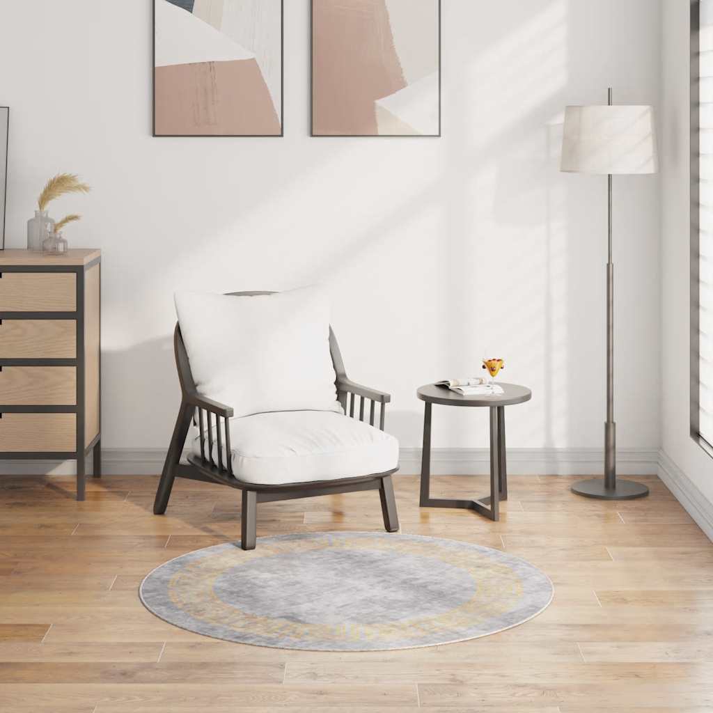 Rug Washable φ120 cm Grey Anti Slip