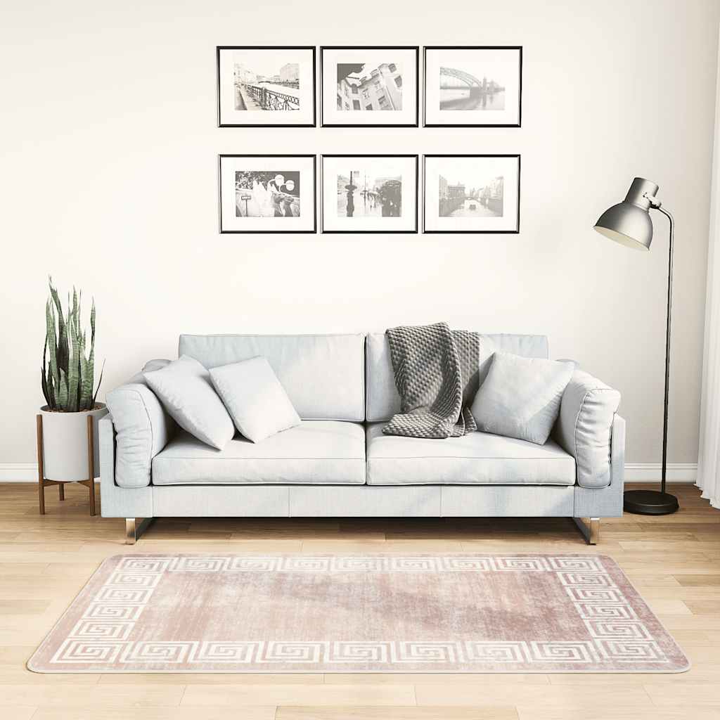 Rug Washable 80x150 cm Beige Anti Slip