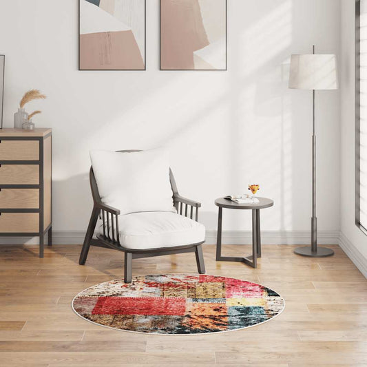 Rug Washable Patchwork φ120 cm Multicolour Anti Slip