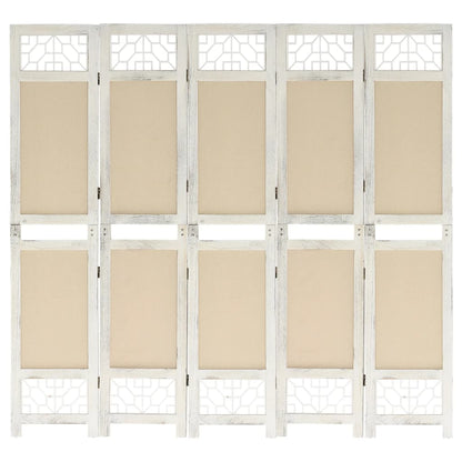 5-Panel Room Divider Cream 175x165 cm Fabric