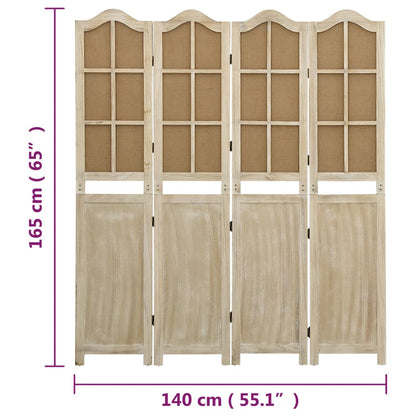 4-Panel Room Divider Brown 140x165 cm Fabric
