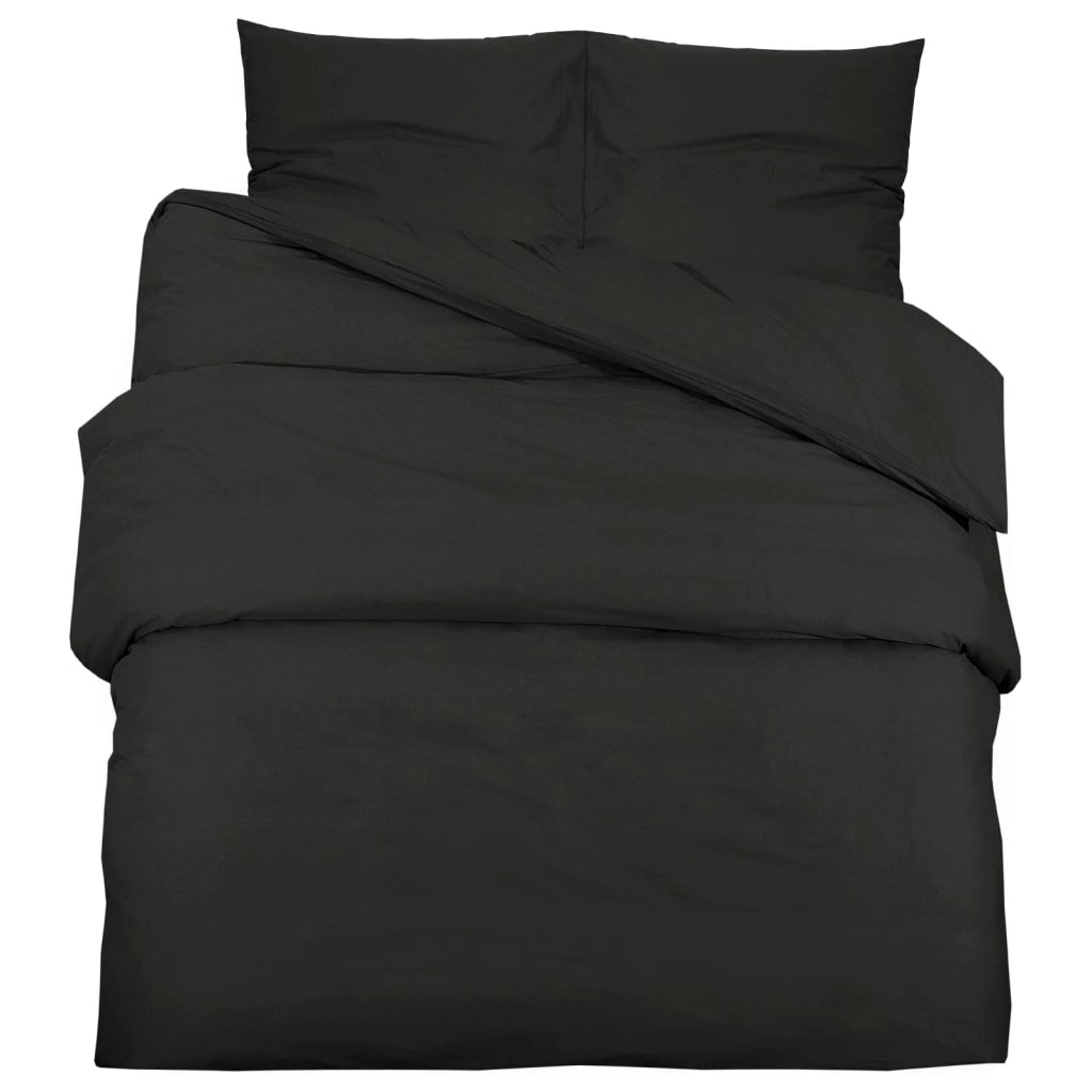 Duvet Cover Set Black 200x220 cm Light-weight Microfiber