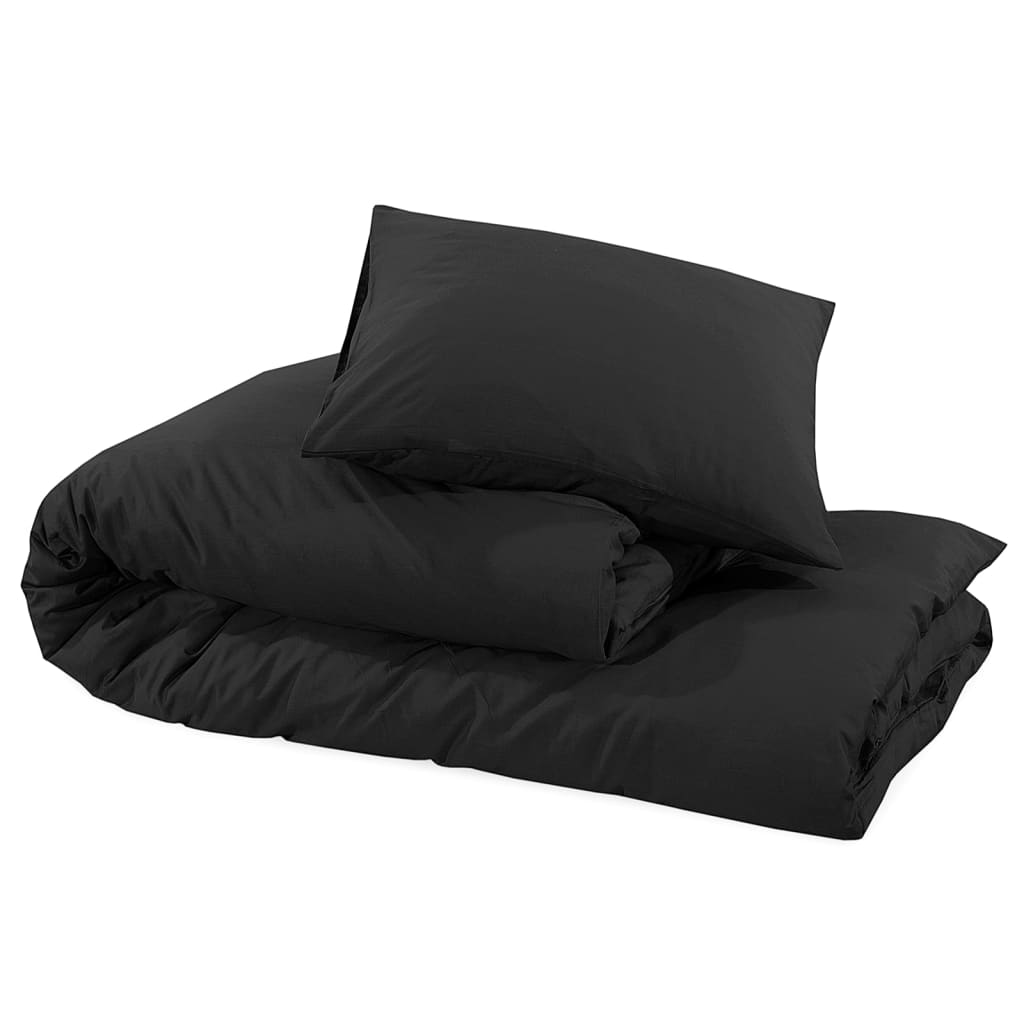 Duvet Cover Set Black 225x220 cm Light-weight Microfiber