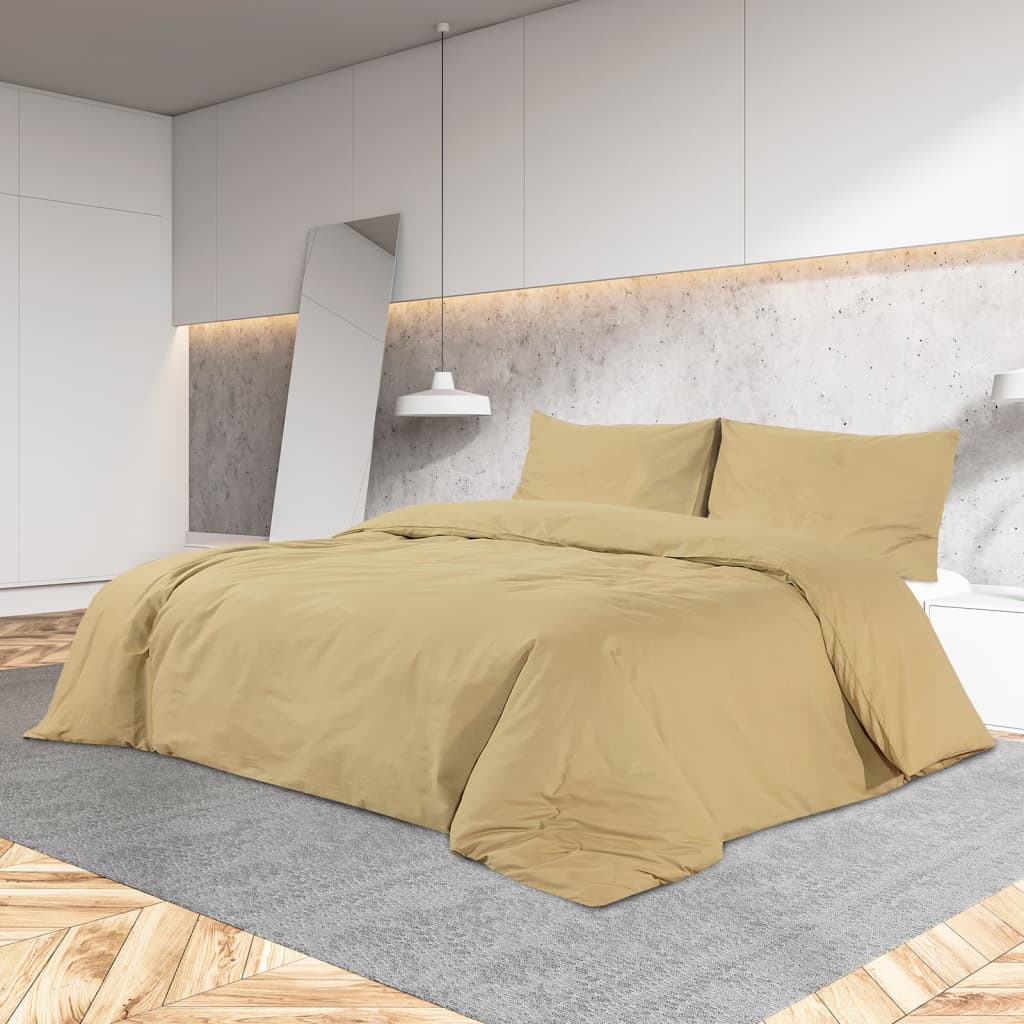 Duvet Cover Set Taupe 140x200 cm Light-weight Microfiber