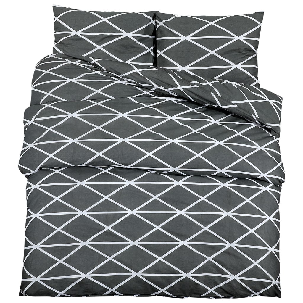 Duvet Cover Set Grey 240x220 cm Cotton