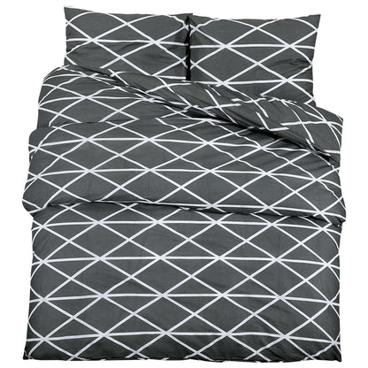 Duvet Cover Set Grey 200x220 cm Cotton