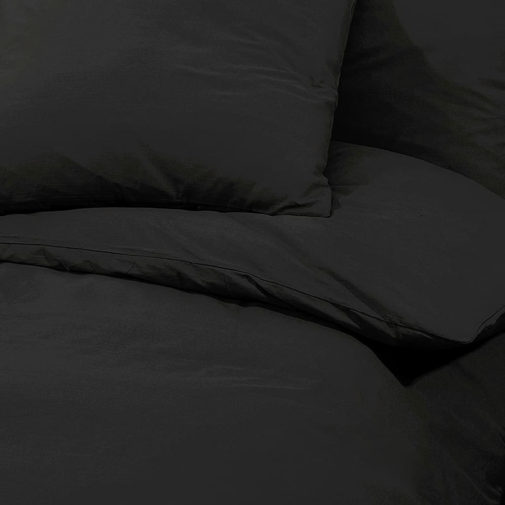 Duvet Cover Set Black 135x200 cm Cotton