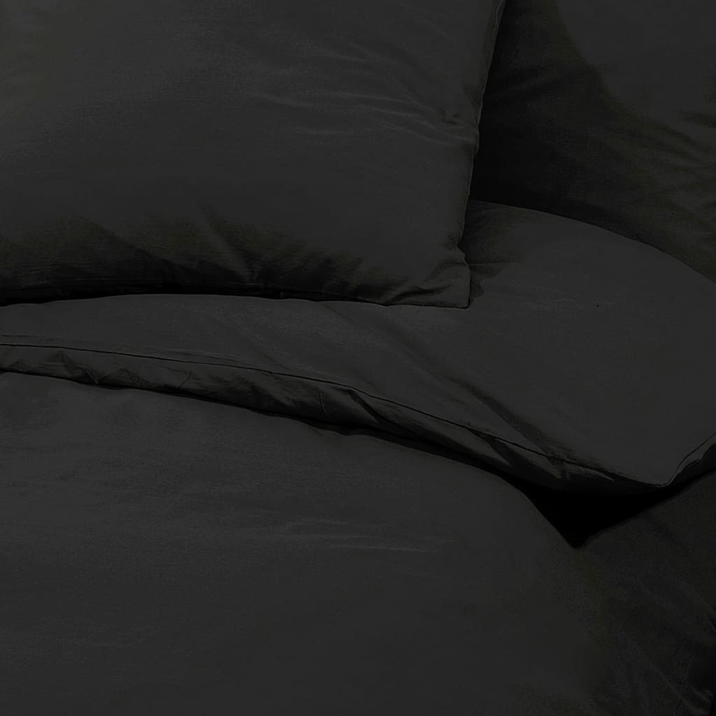 Duvet Cover Set Black 155x220 cm Cotton