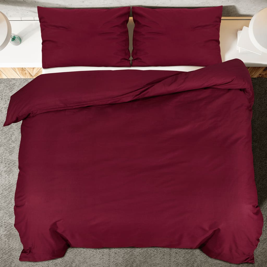 Duvet Cover Set Bordeaux 140x200 cm Cotton