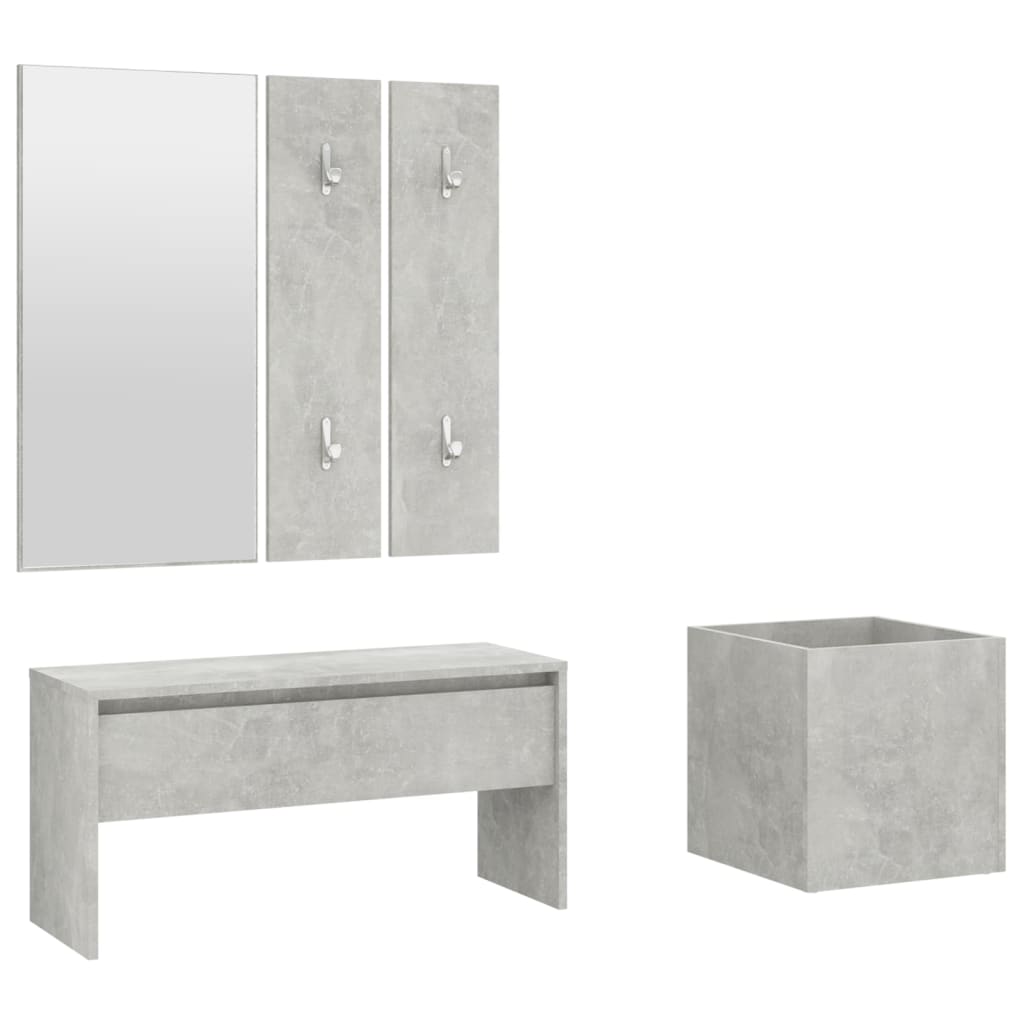Hallway Furniture Set Concrete Grey Engineered Wood