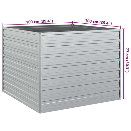 Garden Raised Bed 100x100x77 cm Galvanized Steel Silver
