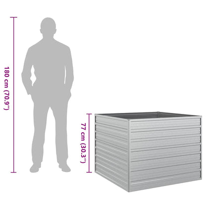 Garden Raised Bed 100x100x77 cm Galvanized Steel Silver