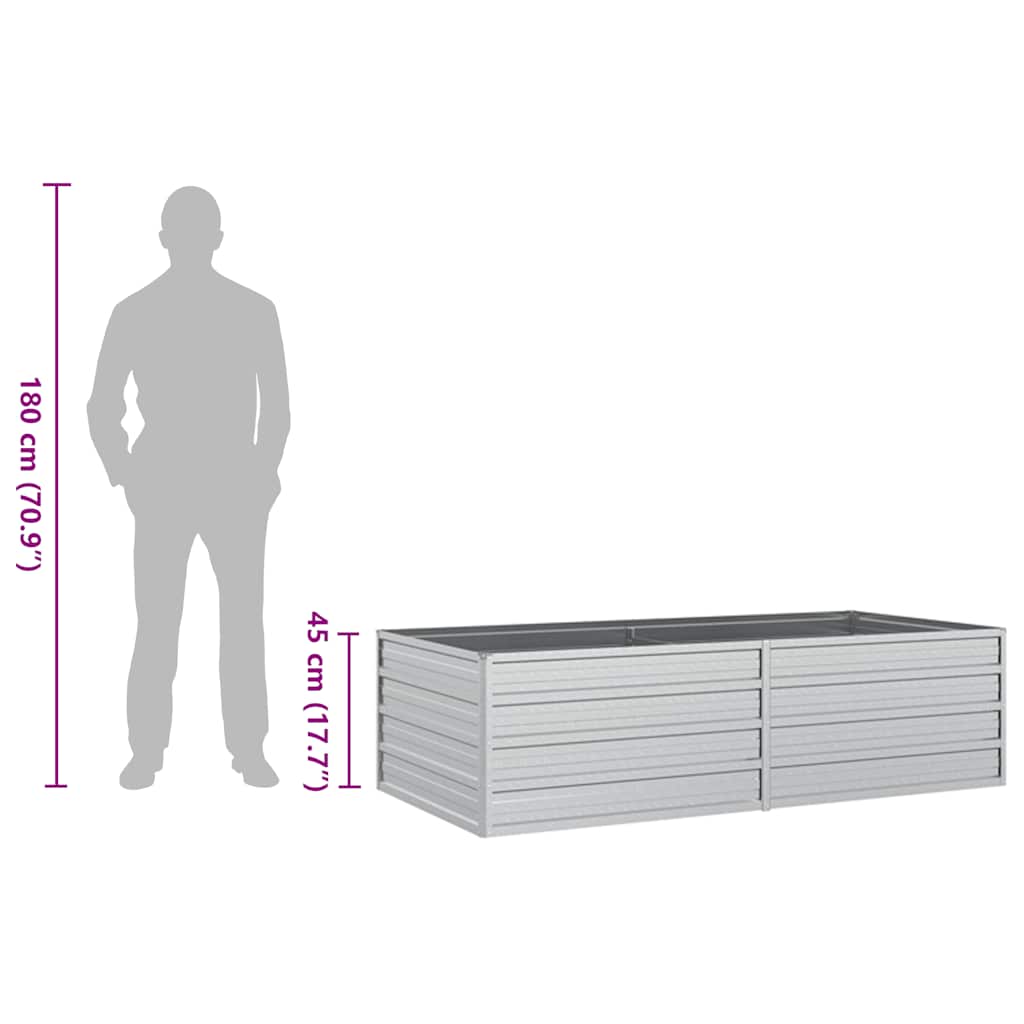 Garden Raised Bed 160x80x45 cm Galvanized Steel Silver