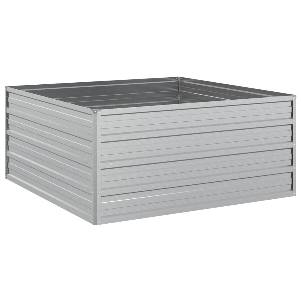 Garden Raised Bed 100x100x45 cm Galvanized Steel Silver