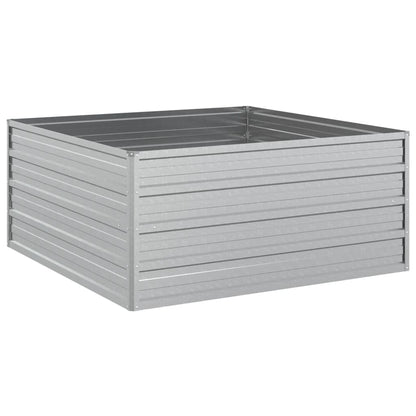 Garden Raised Bed 100x100x45 cm Galvanized Steel Silver