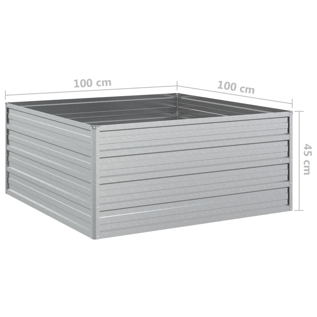 Garden Raised Bed 100x100x45 cm Galvanized Steel Silver