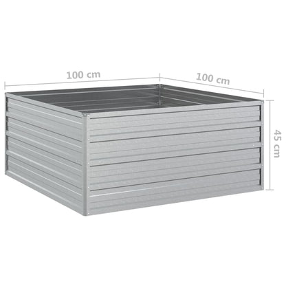 Garden Raised Bed 100x100x45 cm Galvanized Steel Silver