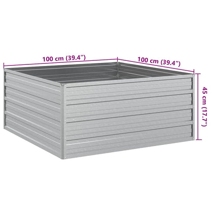 Garden Raised Bed 100x100x45 cm Galvanized Steel Silver